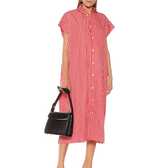 BALENCIAGA Rawcut Cotton Poplin Shirt Dress Red Stripe Size FR 32 XS - Picture 3 of 6